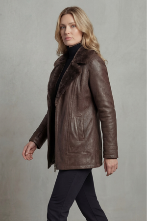 Elara Shearling Urban Leather Jacket