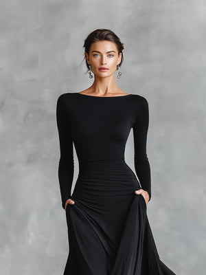 Noir Sculpted Maxi Dress