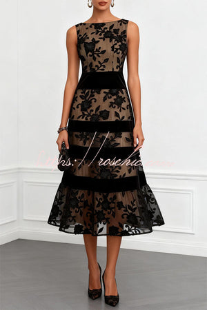 Noir Fleur Lace Midi Dress