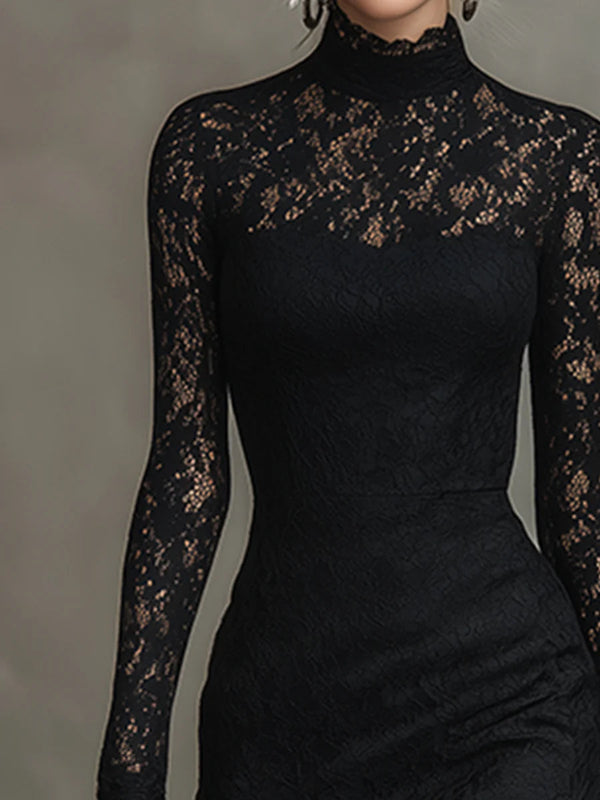 Éloise Black Lace Maxi Dress