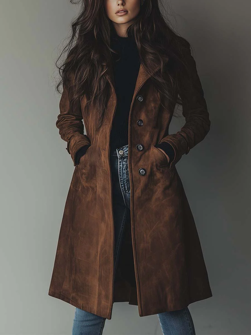Marlene Vintage Suede Trench Coat