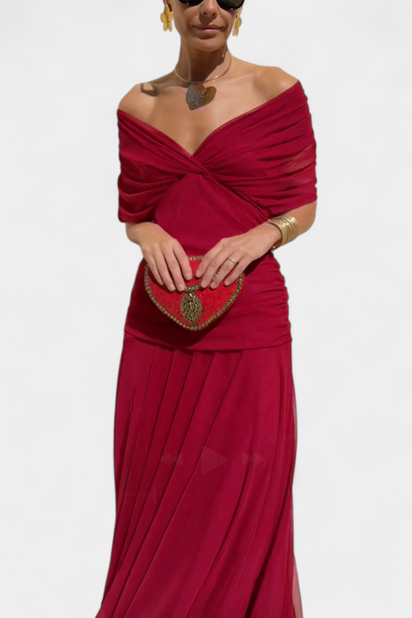 Amélie Blossom Heart-Neck Maxi Dress