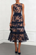 Noir Fleur Lace Midi Dress