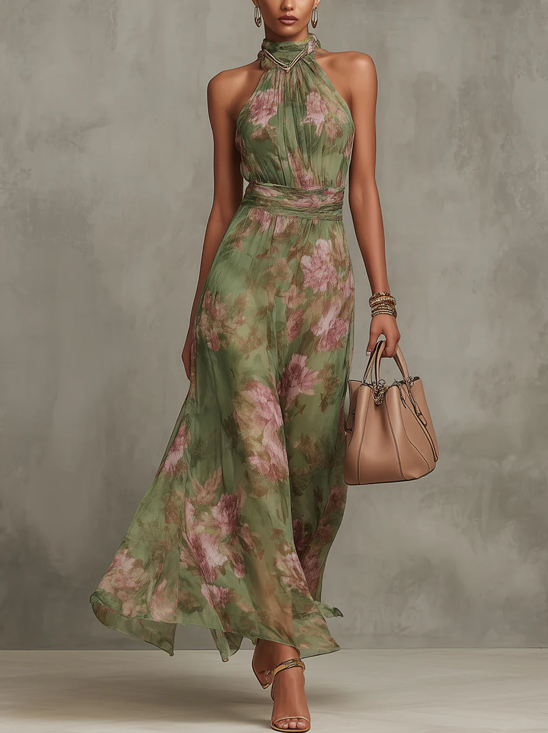 Seraphina Bloom Halter Maxi Dress