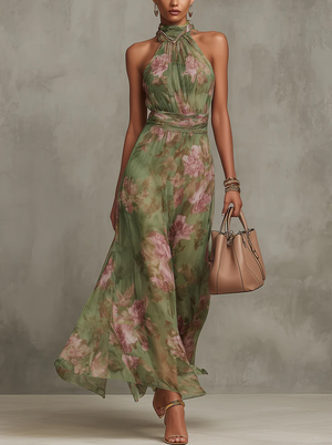 Seraphina Bloom Halter Maxi Dress