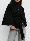 Élodie Belted High Neck Cape Jacket