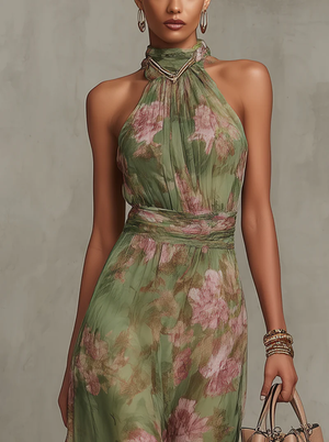 Seraphina Bloom Halter Maxi Dress