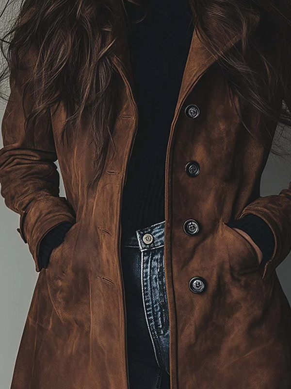 Marlene Vintage Suede Trench Coat