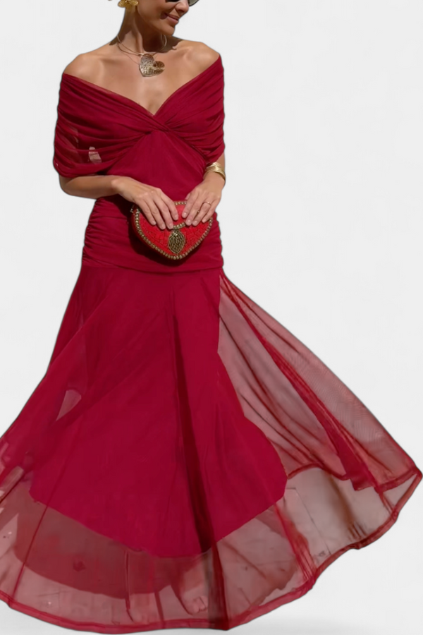 Amélie Blossom Heart-Neck Maxi Dress