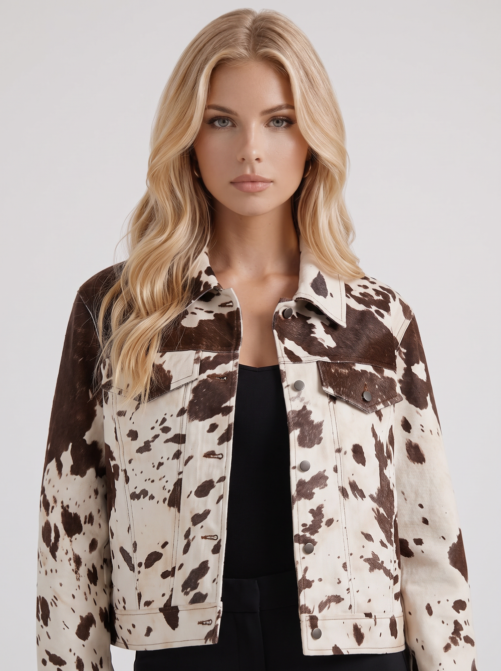 Naomi | Women's Brown Spotted Animal Print Autumn Jacket