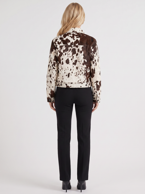 Naomi | Women's Brown Spotted Animal Print Autumn Jacket