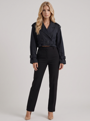 Demi | Women's Belted Cropped Utility Trench Coat