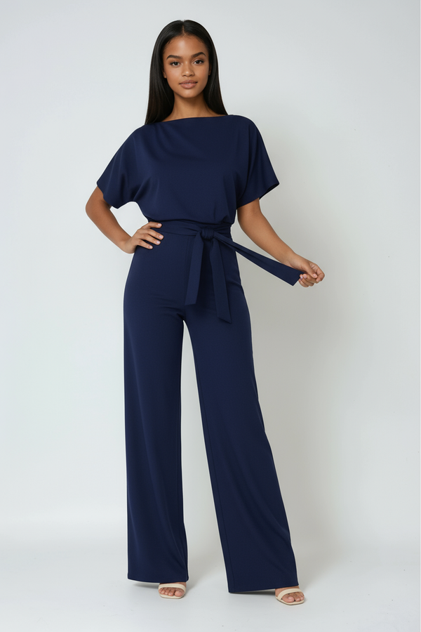 Isla | Women's Wide Leg Waist Tie Jumpsuit