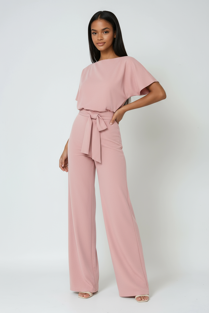 Isla | Women's Wide Leg Waist Tie Jumpsuit