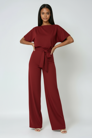 Isla | Women's Wide Leg Waist Tie Jumpsuit