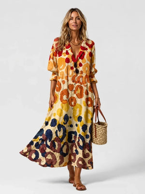 Lucie Printed Maxi Shirt Dress