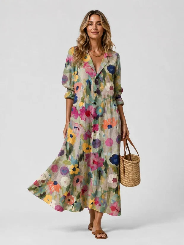 Lucie Printed Maxi Shirt Dress