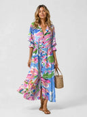 Lucie Printed Maxi Shirt Dress