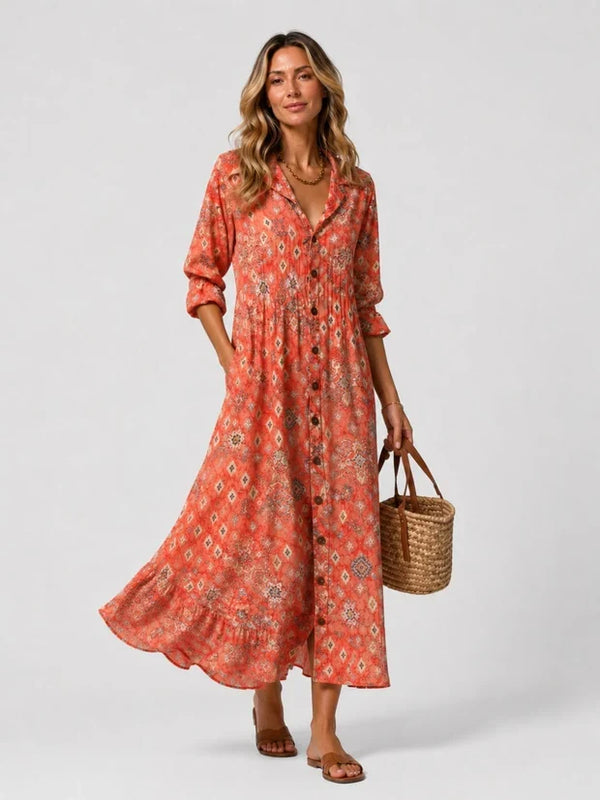 Lucie Printed Maxi Shirt Dress