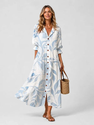 Lucie Printed Maxi Shirt Dress