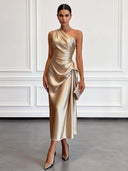 Aurore One-Shoulder Ruched Midi Dress