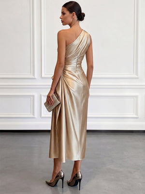 Aurore One-Shoulder Ruched Midi Dress