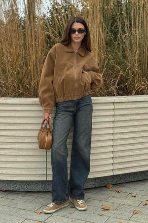 Jenny | Women's Suede Zip-Up Bomber Jacket