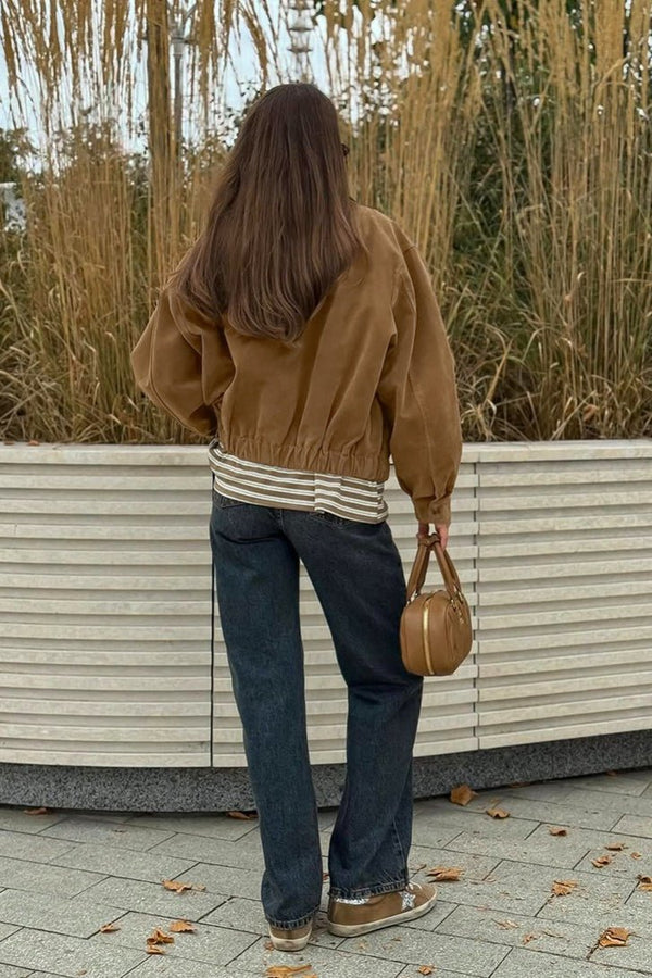 Jenny | Women's Suede Zip-Up Bomber Jacket