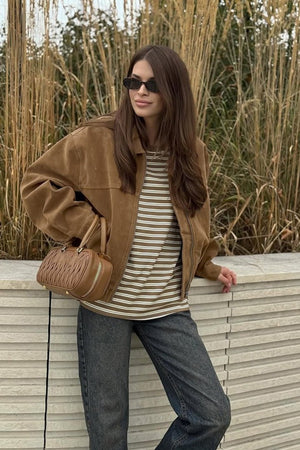 Jenny | Women's Suede Zip-Up Bomber Jacket