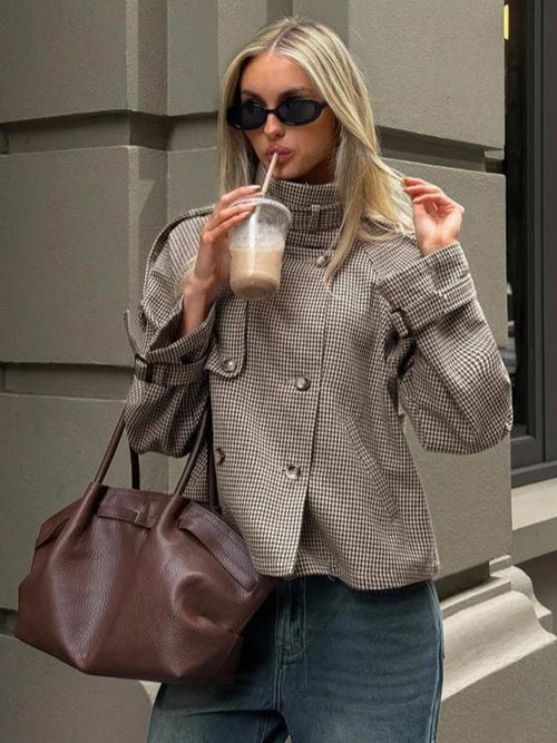 Denise | Women's Houndstooth Plaid Casual Jacket
