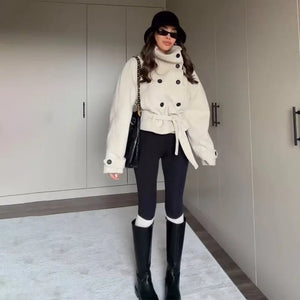 Esther | Women's Belted Funnel Neck Coat