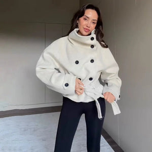 Esther | Women's Belted Funnel Neck Coat