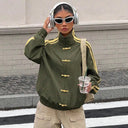 Mary | Women's Mandarin Collar Striped Oversized Jacket
