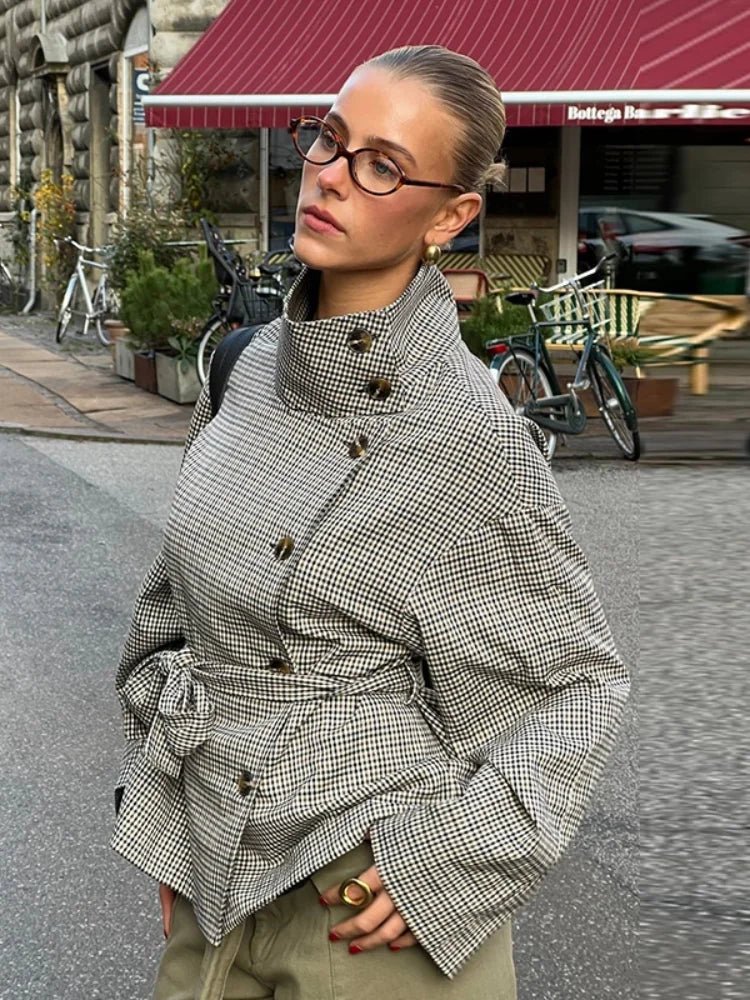 Rose | Women's Classic Plaid Belted Trench Coat