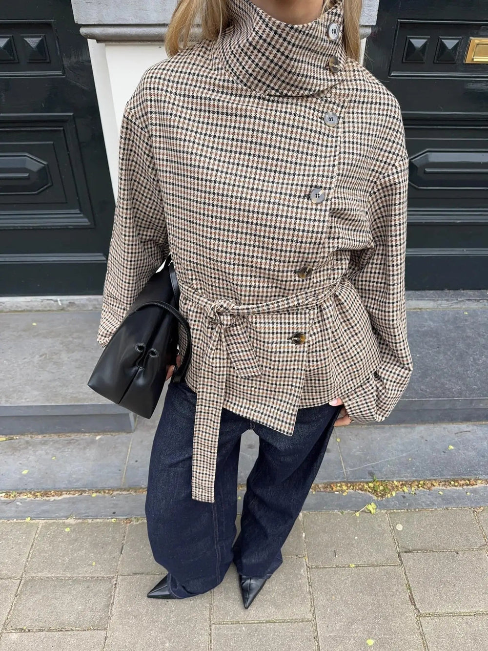 Rose | Women's Classic Plaid Belted Trench Coat