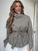 Rose | Women's Classic Plaid Belted Trench Coat