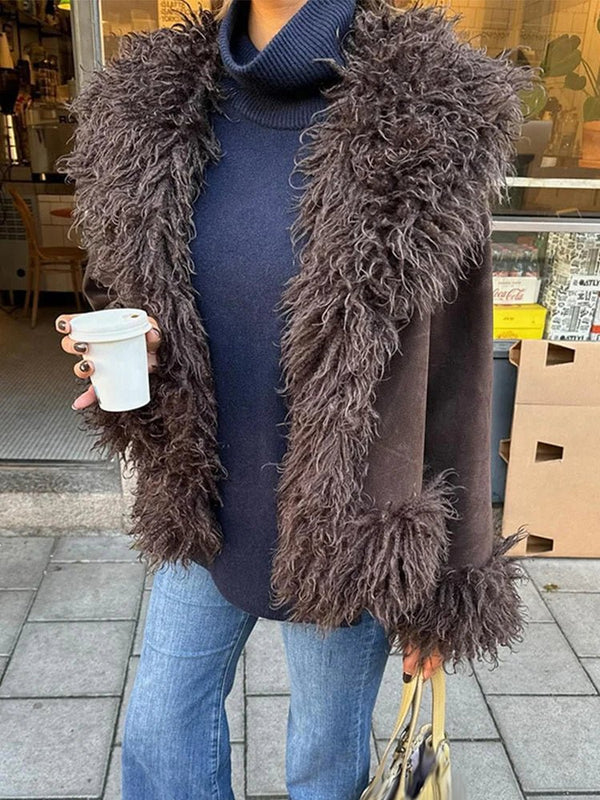 Daisy | Women's Open-Front Plush Faux Fur Coat