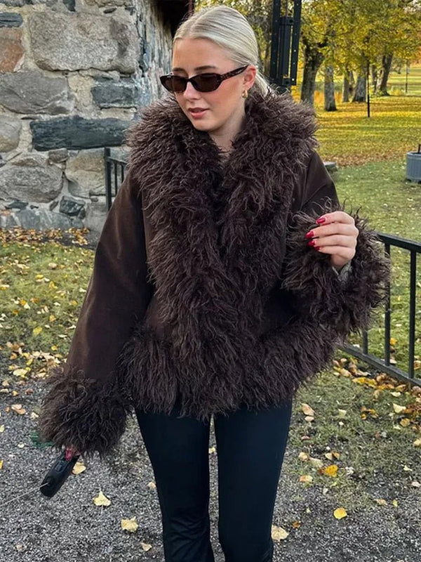 Daisy | Women's Open-Front Plush Faux Fur Coat