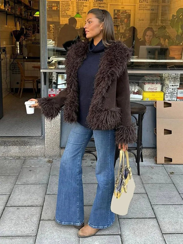 Daisy | Women's Open-Front Plush Faux Fur Coat