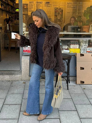Daisy | Women's Open-Front Plush Faux Fur Coat