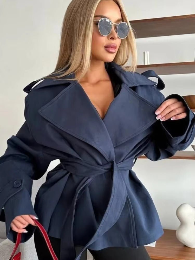 Hailey | Women's Cropped Belted Double-Breasted Trench Coat