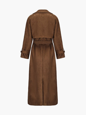 Molly | Women's Belted Faux Suede Mid-Length Trench Coat