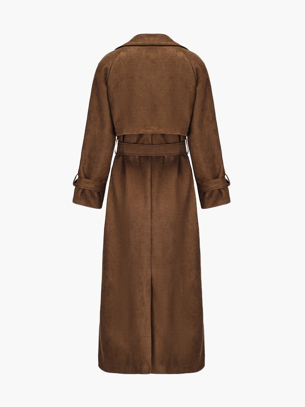 Molly | Women's Belted Faux Suede Mid-Length Trench Coat