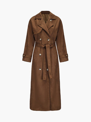 Molly | Women's Belted Faux Suede Mid-Length Trench Coat