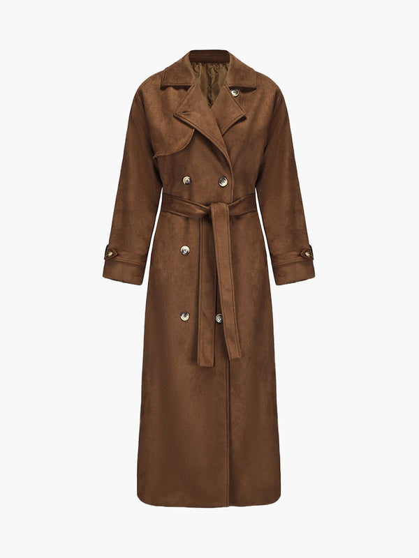 Molly | Women's Belted Faux Suede Mid-Length Trench Coat