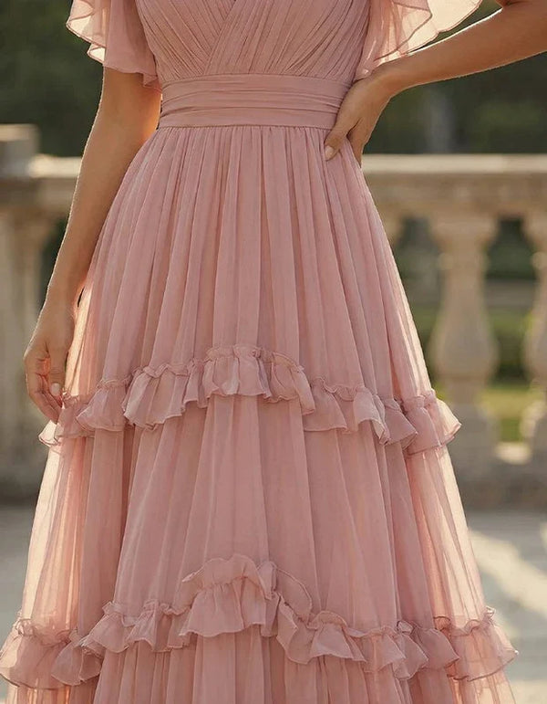 Céline Ruffled Hem Maxi Dress