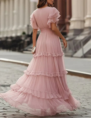 Céline Ruffled Hem Maxi Dress