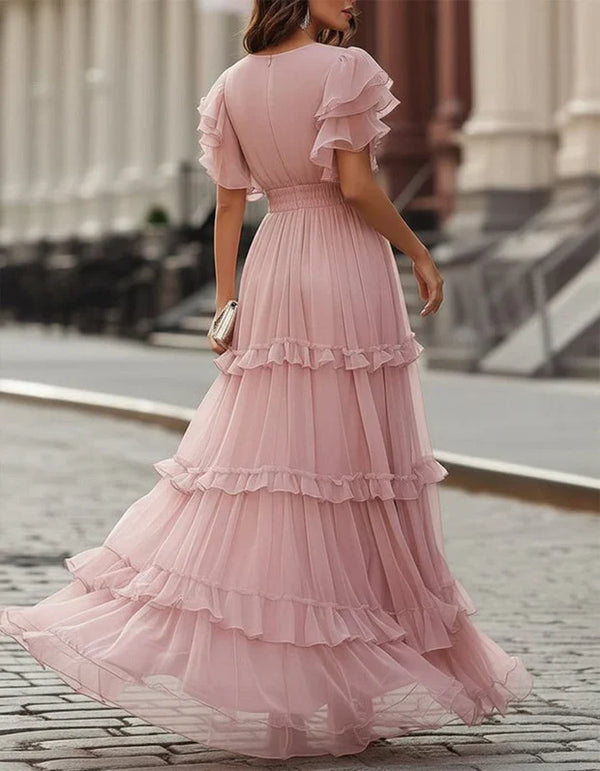 Céline Ruffled Hem Maxi Dress