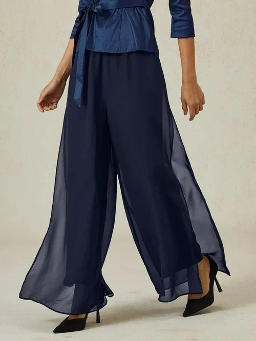 Elise Chiffon Overlay Wide Leg Trousers