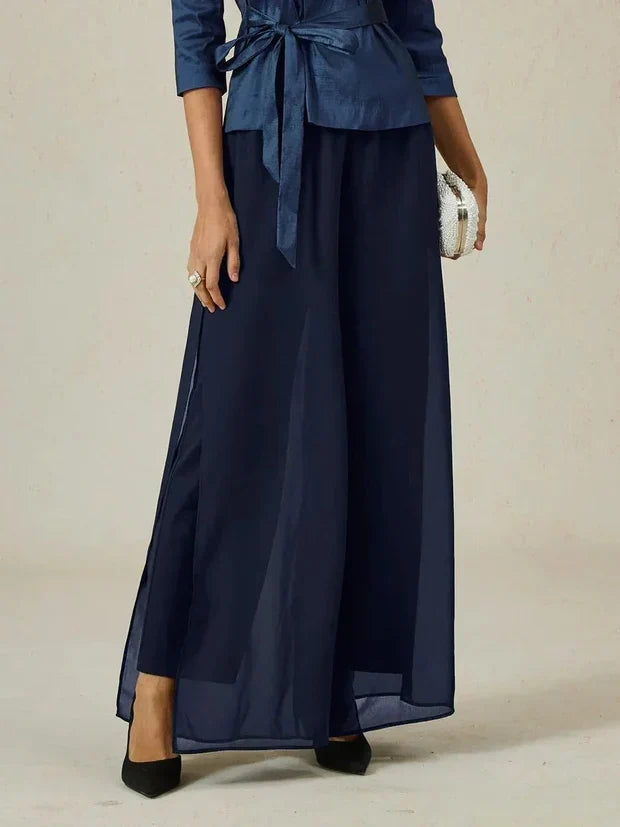 Elise Chiffon Overlay Wide Leg Trousers
